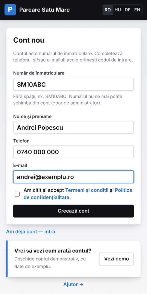 Contul tău = numărul mașinii