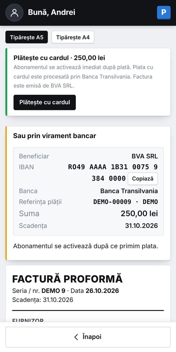 Plata prin transfer bancar
